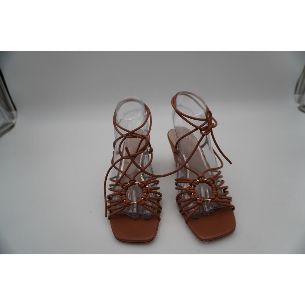 New Paige Sierra Wraparound Ankle Strap in Cognac with Jute Wedge/Chic/Sexy. Sz7